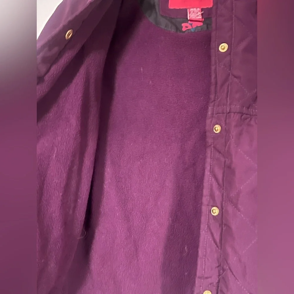 Kids London Fog Quilted Puffer Hooded Coat in Deep Plum - Size 5/6